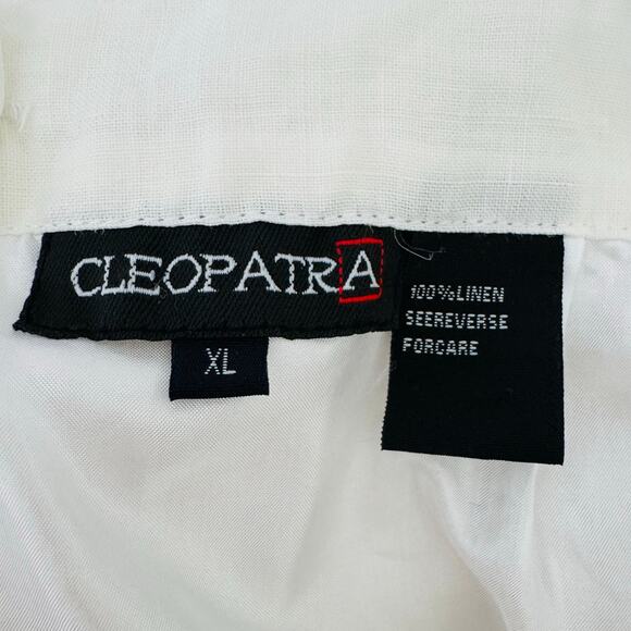 Cleopatra White Linen Embroidered Ivy Cropped Pants & Tank Top & Blause Size XL - Picture 7 of 16